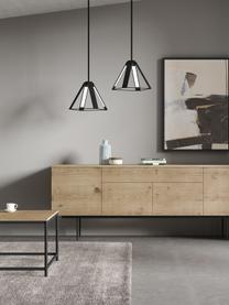 Credenza con cassetti e ante in finitura di legno di quercia Allure, Piedini: metallo laccato, Marrone chiaro, nero, Larg. 200 x Alt. 75 cm