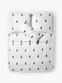 Funda nórdica de franela X-mas Tree, Blanco, negro, Cama 135/140 cm (200 x 200 cm)