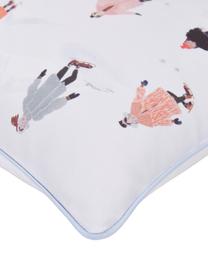 Design kussenhoes Ice Skater van Candice Gray, 100% katoen, GOTS gecertificeerd, Wit, meerkleurig, B 45 x L 45 cm