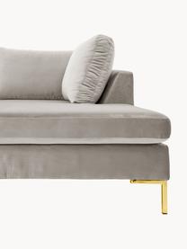 Samt-Ecksofa Luna, Bezug: Samt (100 % Polyester), O, Gestell: Massives Buchenholz, Schi, Samt Greige, B 280 x T 184 cm, Eckteil links