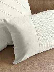 Funda de cojín de lino texturizada Dalia, 51% lino, 49% algodón, Blanco Off White, An 30 x L 50 cm