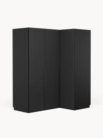 Armario esquinero modular Leon, 3 puertas (165 cm), diferentes variantes, Estructura: tablero aglomerado revest, Negro, Interior Basic (An 165 x Al 200 cm) esquinero