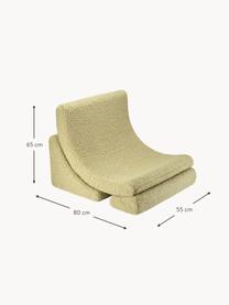 Fauteuil en peluche pour enfant Moon, 3 élém., Peluche vert clair, larg. 55 x prof. 80 cm