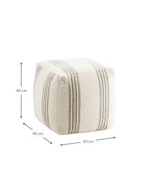 Pouf beige à rayures Strip, Tissu beige, larg. 40 x haut. 40 cm