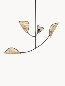 Grote hanglamp Freja van Weens vlechtwerk, Zwart, lichtbruin, B 112 x H 89 cm