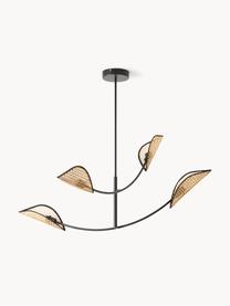 Grote hanglamp Freja van Weens vlechtwerk, Zwart, lichtbruin, B 112 x H 89 cm