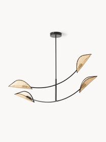 Grote hanglamp Freja van Weens vlechtwerk, Zwart, lichtbruin, B 112 x H 89 cm