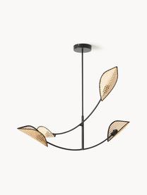 Grote hanglamp Freja van Weens vlechtwerk, Zwart, lichtbruin, B 112 x H 89 cm