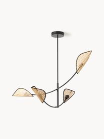 Grote hanglamp Freja van Weens vlechtwerk, Zwart, lichtbruin, B 112 x H 89 cm