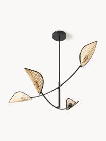 Grote hanglamp Freja van Weens vlechtwerk, Zwart, lichtbruin, B 112 x H 89 cm