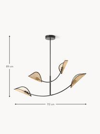 Grote hanglamp Freja van Weens vlechtwerk, Zwart, lichtbruin, B 112 x H 89 cm