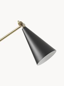 Verstelbare leeslamp Aubrey, Lampenkap: gecoat metaal, Lampvoet: gecoat metaal, Goudkleurig, zwart, H 160cm