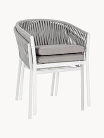 Sedia da giardino Florencia, Struttura: alluminio verniciato a po, Tessuto grigio chiaro, bianco, Larg. 60 x Alt. 80 cm