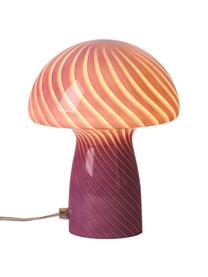 Lámpara de mesa pequeña de vidrio Mushroom, Lámpara: vidrio, Cable: plástico, Rosa, Ø 19 x Al 23 cm