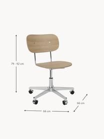 Holz-Schreibtischstuhl Co, höhenverstellbar, Eichenholz, Silberfarben, B 66 x T 66 cm