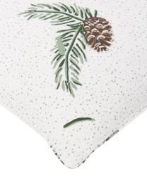 Flanell-Bettwäsche Pinecone mit winterlichem Muster, Webart: Flanell, Weiß, Grün, 135 x 200 cm + 1 Kissen 80 x 80 cm