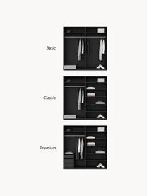 Modulaire draaideurkast Leon, 200 cm breed, diverse varianten, Frame: met melamine beklede spaa, Zwart, Klassiek interieur, B 200 x H 200 cm