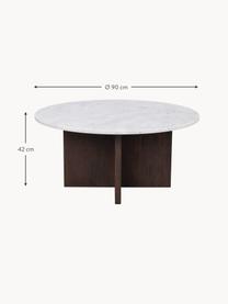 Table basse ronde en marbre Brooksville, Blanc, marbré, bois, Ø 90 cm