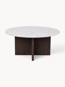 Table basse ronde en marbre Brooksville, Blanc, marbré, bois, Ø 90 cm