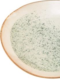 Ručne vyrobený raňajkový tanier v retro štýle 70's, 2 ks, Kamenina, Zelená, krémovobiela, Ø 22 cm