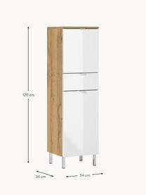 Bad-Hochschrank Sydney mit Schublade, B 34 cm, Holz, Weiß, B 34 x H 120 cm