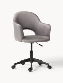 Sedia da scrivania in velluto Rachel, regolabile in altezza, Rivestimento: velluto (poliestere di al, Gambe: metallo verniciato a polv, Velluto grigio chiaro, Larg. 65 x Prof. 68 cm