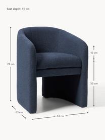 Fauteuil en bouclette Mairo, Bouclette bleu foncé, larg. 63 x prof. 63 cm