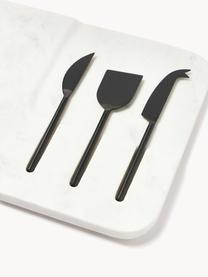 Set de fuente con cuchillos para quesos Jaya, 4 pzas., Mármol blanco, negro, An 48 x F 22 cm