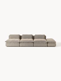 Modulares XL-Sofa Felix (3-Sitzer) mit Hocker, Bezug: 100 % Polyester Der strap, Gestell: Massives Kiefern- und Fic, Webstoff Greige, B 360 x T 140 cm