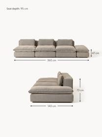 Modulares XL-Sofa Felix (3-Sitzer) mit Hocker, Bezug: 100 % Polyester Der strap, Gestell: Massives Kiefern- und Fic, Webstoff Greige, B 360 x T 140 cm