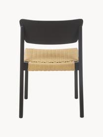 Houten stoelen Danny met rotan zitvlak, 2 stuks, Frame: massief beukenhout, Zitvlak: papier rotan, Zwart, beige, B 52 x D 51 cm