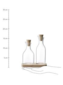 Vase-doseur huile & vinaigre avec bouchon Serve, 3 élém., Transparent, bois clair, Lot de différentes tailles