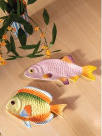 Handbemalte Servierplatte Fish aus Dolomit, Dolomit, glasiert, Rosa, Lila, Orange, Zitronengelb, B 32 x T 13 cm