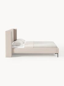 Cama tapizada Dusk, Tapizado: tejido finamente estructu, Estructura: madera de pino maciza con, Patas: metal con pintura en polv, Tejido beige oscuro, An 180 x L 200 cm