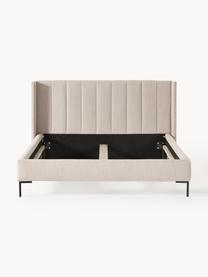 Cama tapizada Dusk, Tapizado: tejido finamente estructu, Estructura: madera de pino maciza con, Patas: metal con pintura en polv, Tejido beige oscuro, An 180 x L 200 cm