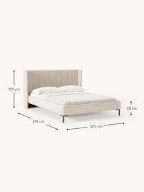 Cama tapizada Dusk, Tapizado: tejido finamente estructu, Estructura: madera de pino maciza con, Patas: metal con pintura en polv, Tejido beige oscuro, An 180 x L 200 cm