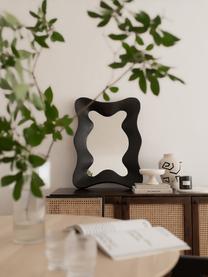 Miroir mural avec cadre ondulé noir Riva, Noir, larg. 60 x haut. 81 cm