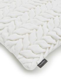 Samt-Kissen Smock in Weiß mit geraffter Oberfläche, mit Inlett, Bezug: 100% Baumwollsamt, Weiß, 30 x 50 cm