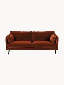 Samt-Sofa Paola (3-Sitzer) mit Holz-Füssen, Bezug: Samt (Polyester) Der stra, Gestell: Massives Fichtenholz, Spa, Samt Rostrot, B 209 x T 95 cm