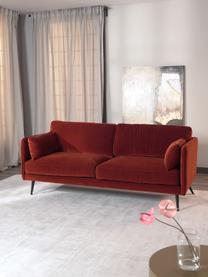 Samt-Sofa Paola (3-Sitzer) mit Holz-Füssen, Bezug: Samt (Polyester) Der stra, Gestell: Massives Fichtenholz, Spa, Samt Rostrot, B 209 x T 95 cm