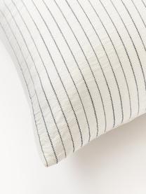 Taie d'oreiller en percale de coton à fines rayures River, Blanc cassé, anthracite, larg. 50 x long. 70 cm