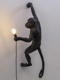 Wandlamp The Monkey met stekker, Polyresin, Zwart, 21 x 77 cm