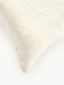 Funda de cojín para exterior con adorno decorativo Aryna, 100% lino con certificado European Flax, blanco Off White, beige, An 30 x L 70 cm