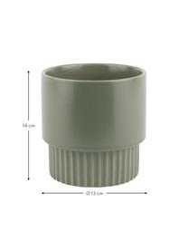 Portavaso moderno in ceramica Ribbed, Ceramica, Verde, Ø 13 x Alt. 14 cm