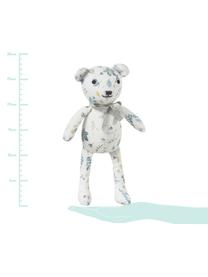 Knuffeldier Teddy van biokatoen, Bekleding: biokatoen, OCS-gecertific, Wit, blauwtinten, geel, 14 x 28 cm