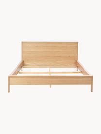 Łóżko z drewna z zagłówkiem Tammy, Drewno naturalne z fornirem z drewna dębowego, Drewno dębowe, S 160 x D 200 cm