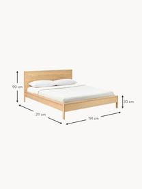 Dřevěná postel s čelem Tammy, Dřevo s dubovou dýhou, Dubové dřevo, Š 160 cm, D 200 cm