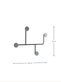 Wieszak ścienny z metalu Clint, Stelaż: metal lakierowany, Czarny, wielobarwny, S 66 x W 51 cm