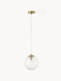 Kleine hanglamp Lorna van glas, Lampvoet: metaal, Lampenkap: glas, Goudkleurig, transparant, Ø 25 cm