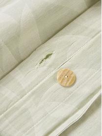 Omkeerbare mousseline kussenhoes Jasmina met bloemenpatroon in beige, Weeftechniek: mousseline Draaddichtheid, Saliegroen, B 60 x B 70 cm